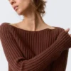 Slim Knitted Boat-Neck Sweater – Rusty Brown Slim Knitted Boat-Neck Sweater – Rusty Brown
