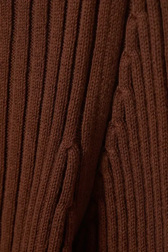 Slim Knitted Boat-Neck Sweater – Rusty Brown Slim Knitted Boat-Neck Sweater – Rusty Brown