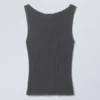 Slim Knitted Boatneck Tank Top – Dark Grey Slim Knitted Boatneck Tank Top – Dark Grey