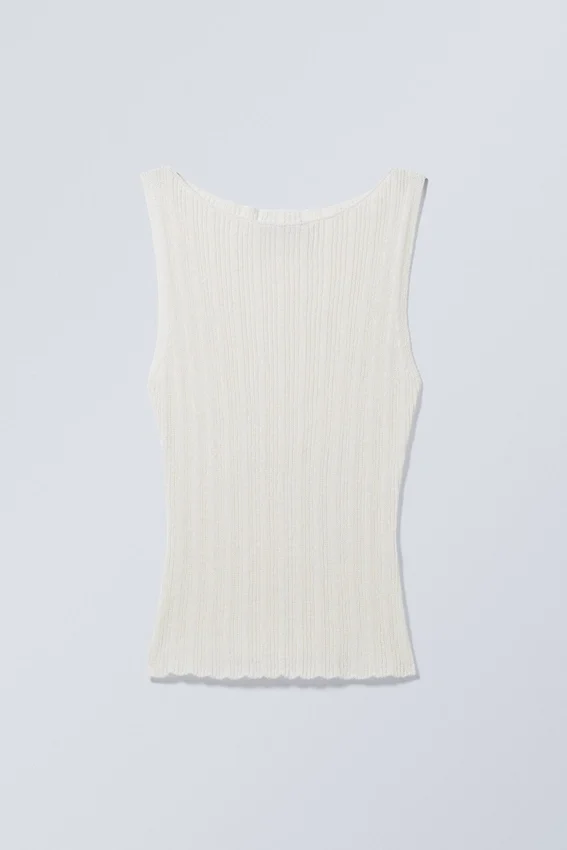 Slim Knitted Boatneck Tank Top – Dusty White Slim Knitted Boatneck Tank Top – Dusty White