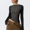 Slim Knitted Raglan-Sleeved Sweater – Black & Grey Slim Knitted Raglan-Sleeved Sweater – Black & Grey