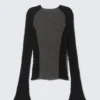 Slim Knitted Raglan-Sleeved Sweater – Black & Grey Slim Knitted Raglan-Sleeved Sweater – Black & Grey