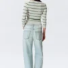 Slim Knitted V-Neck Sweater – Striped Light Grey Slim Knitted V-Neck Sweater – Striped Light Grey