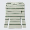 Slim Knitted V-Neck Sweater – Striped Light Grey Slim Knitted V-Neck Sweater – Striped Light Grey