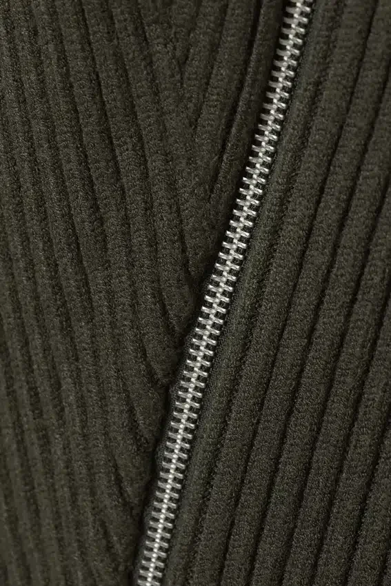 Slim Knitted Zip Cardigan – Dark Khaki Green Slim Knitted Zip Cardigan – Dark Khaki Green