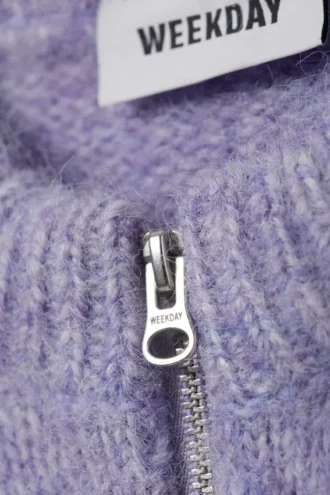 Slim Knitted Zip Cardigan – Lilac
