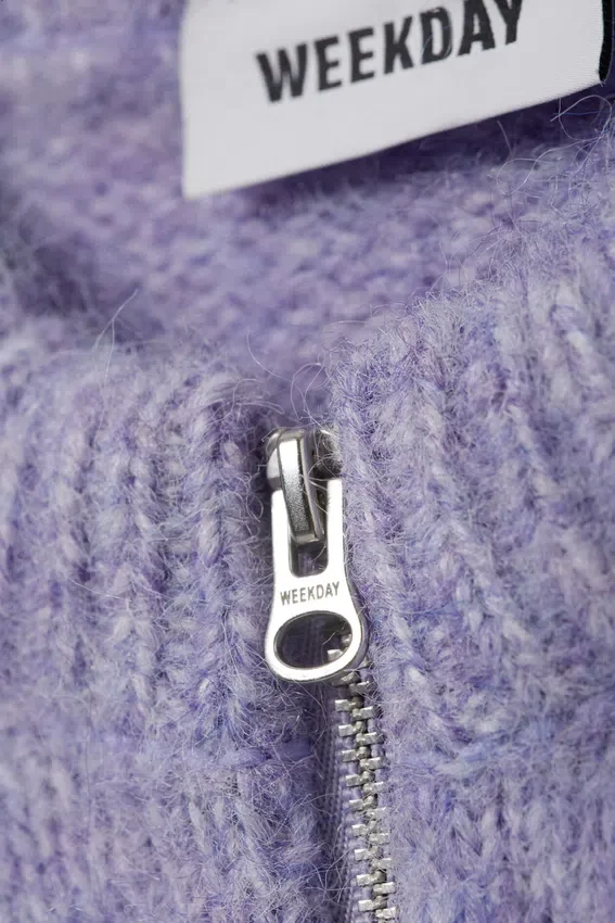 Slim Knitted Zip Cardigan – Lilac Slim Knitted Zip Cardigan – Lilac