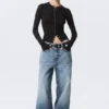 Slim Long-Sleeved Buttoned Cardigan – Black Slim Long-Sleeved Buttoned Cardigan – Black
