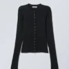 Slim Long-Sleeved Buttoned Cardigan – Black Slim Long-Sleeved Buttoned Cardigan – Black