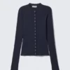 Slim Long-Sleeved Buttoned Cardigan – Dark Blue Slim Long-Sleeved Buttoned Cardigan – Dark Blue