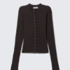 Slim Long-Sleeved Buttoned Cardigan – Dark Brown Slim Long-Sleeved Buttoned Cardigan – Dark Brown