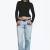 Slim Long-Sleeved Cotton Top – Black Slim Long-Sleeved Cotton Top – Black