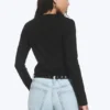 Slim Long-Sleeved Cotton Top – Black Slim Long-Sleeved Cotton Top – Black