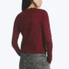 Slim Long-Sleeved Cotton Top – Striped Dark Red Slim Long-Sleeved Cotton Top – Striped Dark Red