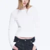 Slim Long-Sleeved Cotton Top – White Slim Long-Sleeved Cotton Top – White