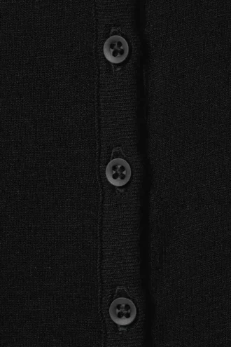 Slim Long-Sleeved Henley Top – Black