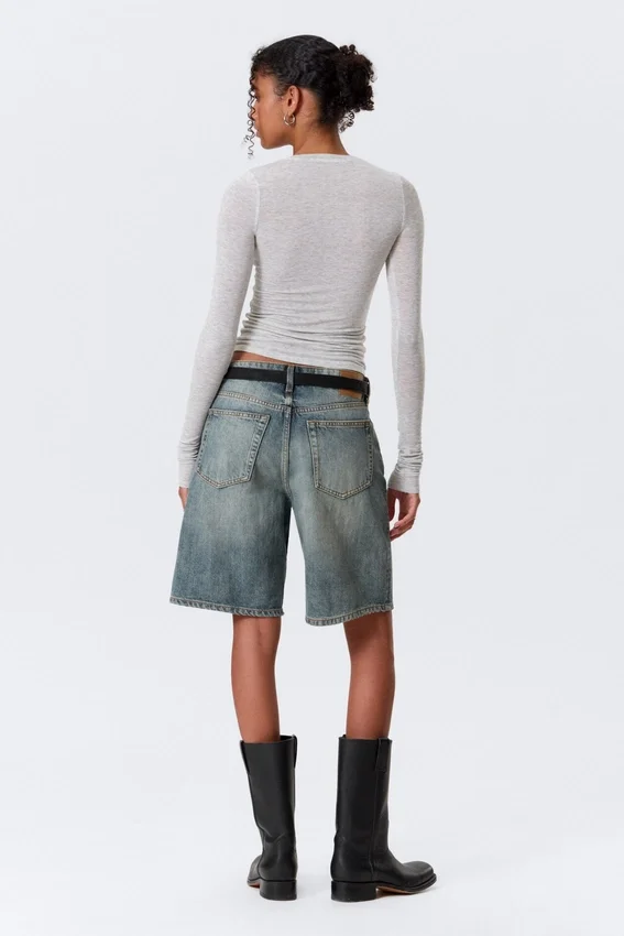 Slim Long-Sleeved Henley Top – Grey Melange Slim Long-Sleeved Henley Top – Grey Melange