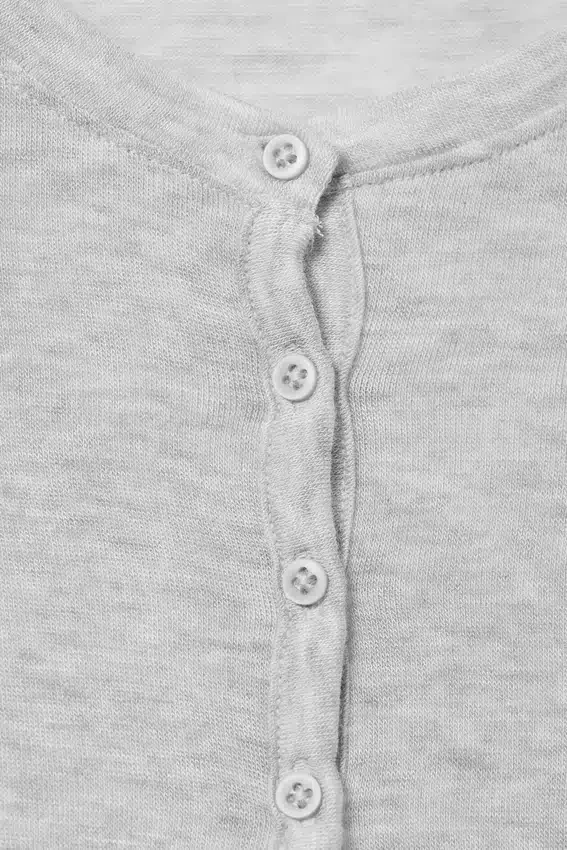 Slim Long-Sleeved Henley Top – Grey Melange Slim Long-Sleeved Henley Top – Grey Melange