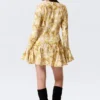 Slim Long-Sleeved Mini Flounce Dress – Yellow Floral Print Slim Long-Sleeved Mini Flounce Dress – Yellow Floral Print