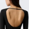 Slim Long-Sleeved Open Back Top – Black Slim Long-Sleeved Open Back Top – Black