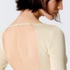 Slim Long-Sleeved Open Back Top – Light Dusty Beige Slim Long-Sleeved Open Back Top – Light Dusty Beige
