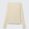 Slim Long-Sleeved Open Back Top – Light Dusty Beige Slim Long-Sleeved Open Back Top – Light Dusty Beige