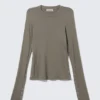 Slim Long-Sleeved Press Stud Top – Dusty Grey Slim Long-Sleeved Press Stud Top – Dusty Grey