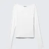 Slim Long-Sleeved Wrap Top – White Slim Long-Sleeved Wrap Top – White