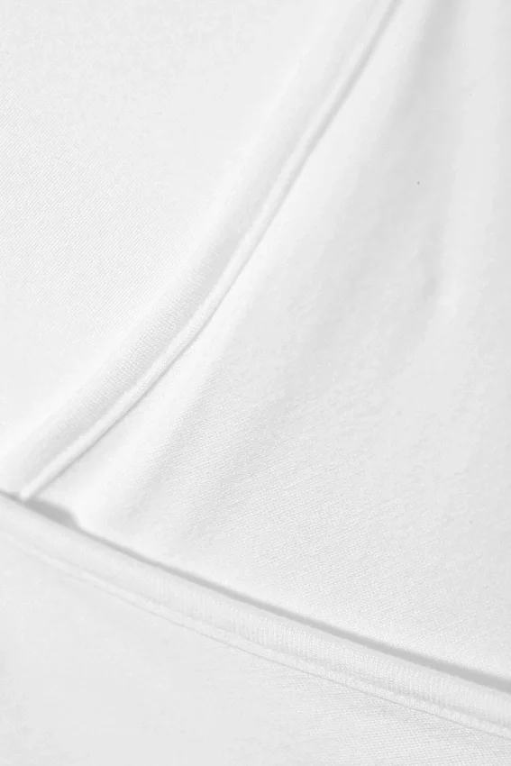 Slim Long-Sleeved Wrap Top – White Slim Long-Sleeved Wrap Top – White