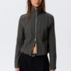 Slim Long-Sleeved Zip Shirt – Dark Grey Slim Long-Sleeved Zip Shirt – Dark Grey