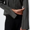 Slim Long-Sleeved Zip Shirt – Dark Grey Slim Long-Sleeved Zip Shirt – Dark Grey