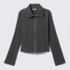 Slim Long-Sleeved Zip Shirt – Dark Grey Slim Long-Sleeved Zip Shirt – Dark Grey