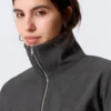 Slim Long-Sleeved Zip Shirt – Dark Grey Melange Slim Long-Sleeved Zip Shirt – Dark Grey Melange
