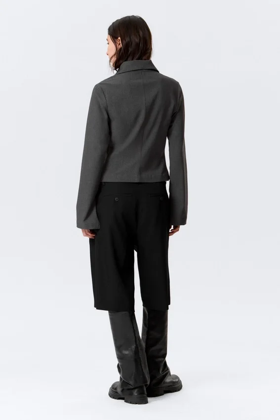 Slim Long-Sleeved Zip Shirt – Dark Grey Melange Slim Long-Sleeved Zip Shirt – Dark Grey Melange