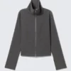 Slim Long-Sleeved Zip Shirt – Dark Grey Melange Slim Long-Sleeved Zip Shirt – Dark Grey Melange