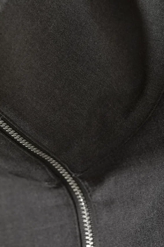 Slim Long-Sleeved Zip Shirt – Dark Grey Melange Slim Long-Sleeved Zip Shirt – Dark Grey Melange