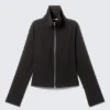 Slim Long-Sleeved Zip Shirt – Striped Black Slim Long-Sleeved Zip Shirt – Striped Black