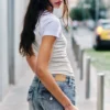 Slim Low Rise Denim Hotpants – Fresh Blue – Light Blue Slim Low Rise Denim Hotpants – Fresh Blue – Light Blue