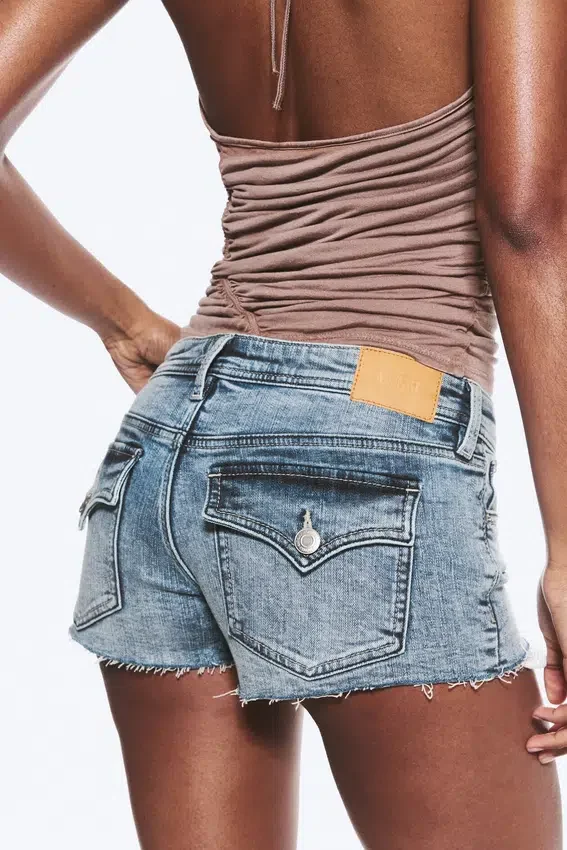 Slim Low Rise Denim Hotpants – Fresh Blue – Light Blue Slim Low Rise Denim Hotpants – Fresh Blue – Light Blue