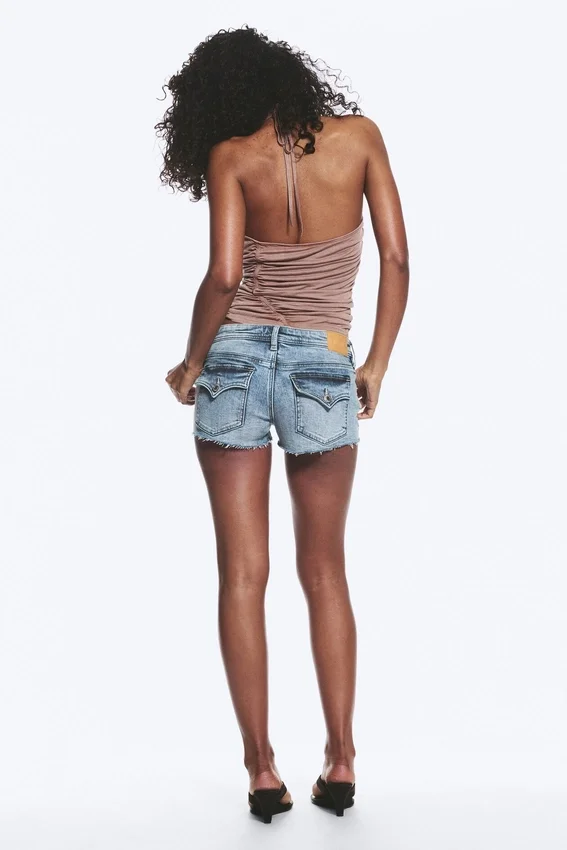 Slim Low Rise Denim Hotpants – Fresh Blue – Light Blue Slim Low Rise Denim Hotpants – Fresh Blue – Light Blue