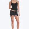 Slim Low Rise Denim Hotpants – Ink Black – Black Slim Low Rise Denim Hotpants – Ink Black – Black