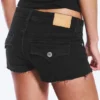 Slim Low Rise Denim Hotpants – Ink Black – Black Slim Low Rise Denim Hotpants – Ink Black – Black
