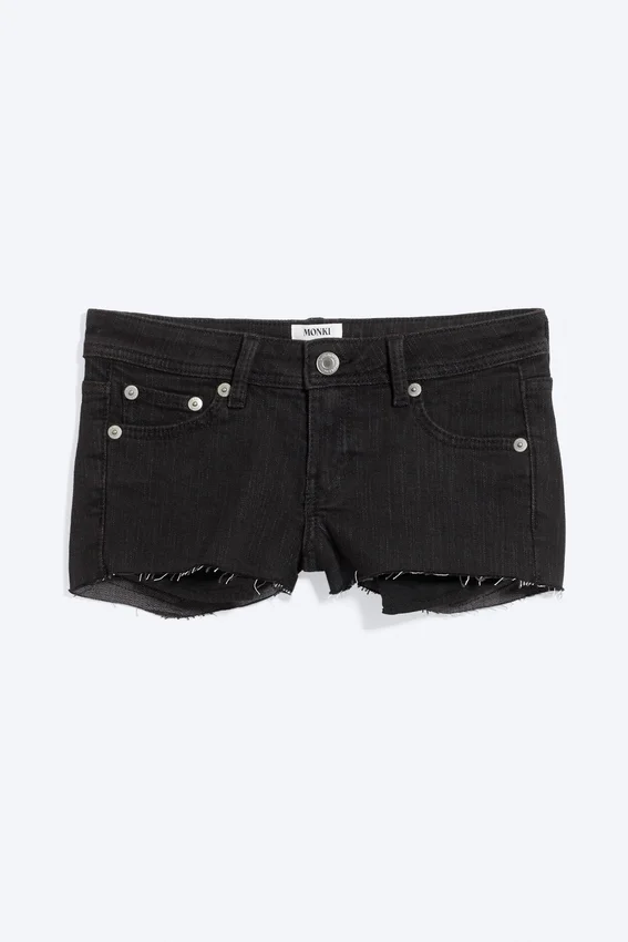 Slim Low Rise Denim Hotpants – Ink Black – Black Slim Low Rise Denim Hotpants – Ink Black – Black