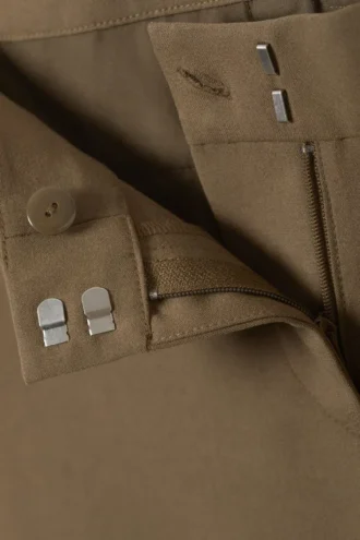 Slim Low Waist Flared Suit Trousers – Khaki Green