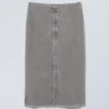 Slim Midi-Length Pencil Skirt – Washed Grey Slim Midi-Length Pencil Skirt – Washed Grey