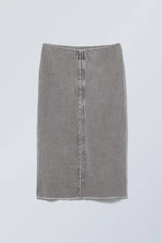 Slim Midi-Length Pencil Skirt – Washed Grey