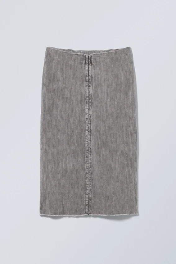 Slim Midi-Length Pencil Skirt – Washed Grey Slim Midi-Length Pencil Skirt – Washed Grey