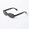 Slim Oval Tinted Sunglasses – Black – Black Lenses