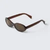 Slim Oval Tinted Sunglasses – Dark Brown – Brown Lenses