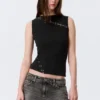 Slim Pierced Seam Sleeveless Top – Black Slim Pierced Seam Sleeveless Top – Black